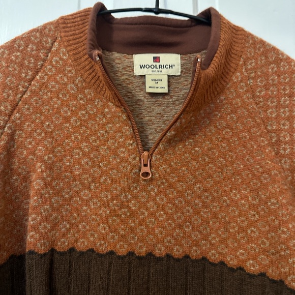 Woolrich Orange and Brown Zip-Up Sweater - Picture 2 of 4